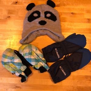 Toddler mittens and hat bundle